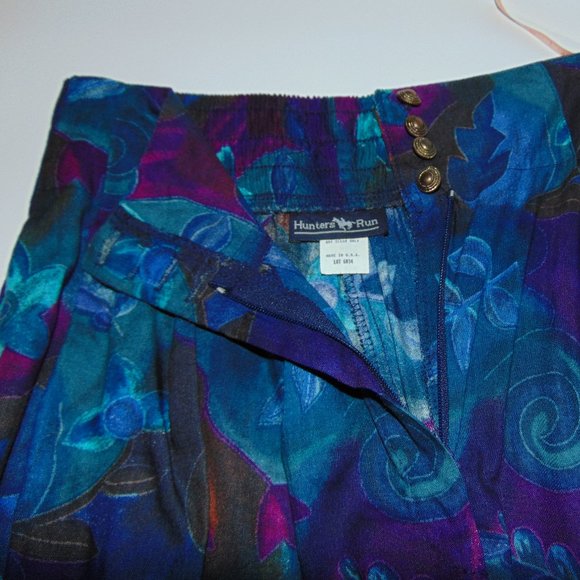Blue Multi Floral Wide Leg Pants - Size M - Picture 5 of 5